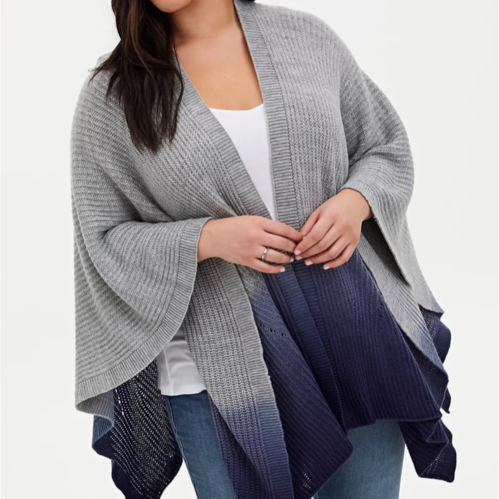 Ombré Grey to Blue Ruana NWT torrid